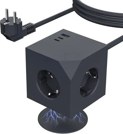Cube Stekkerdoos 4000W met USB-C Fast Charging, Magnetische Basis & Overspanningsbeveiliging