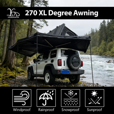 Younghunter 360° Foxwing SUV Luifel – Vrijstaande Glamping Dakluifel met Verlichting