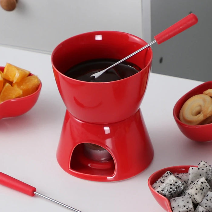 Chocolade Fondue Set 300ml – Smeltpot met Vorkjes voor Delen & Dessert