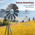 GOFLAME Stabiele Windmolen voor Tuin 253 cm Weerbestendig Metaal