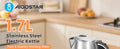 Aigostar King Waterkoker 1,7L – 2200W RVS Waterkoker met LED Verlichting