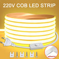 Waterdichte COB LED-strip 220V, Flexibele Verlichting voor Tuin en Woning