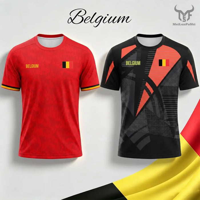 MeiLunFuShi Voetbalshirt België Vlag Ademend Sneldrogend Sportshirt Voor Training