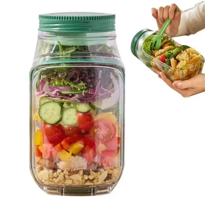 Salad Pod Mason Jar – Lekvrije Saladebeker met Dressing Compartiment